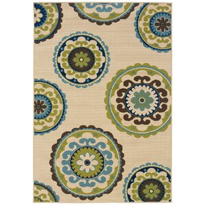 Capri Beige/Green Indoor/Outdoor Area Rug