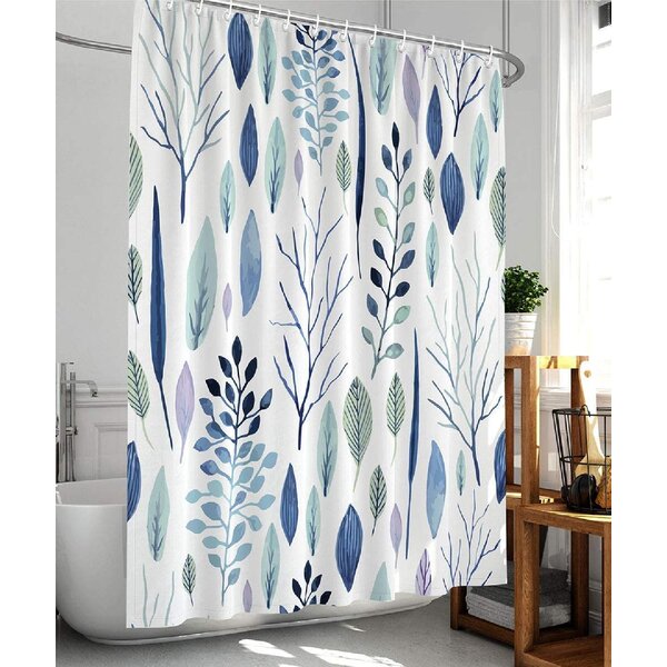 Blue Tropical Palm Leaf Leaves Fabric Shower Curtain 72/"x72/" 100/% Polyester