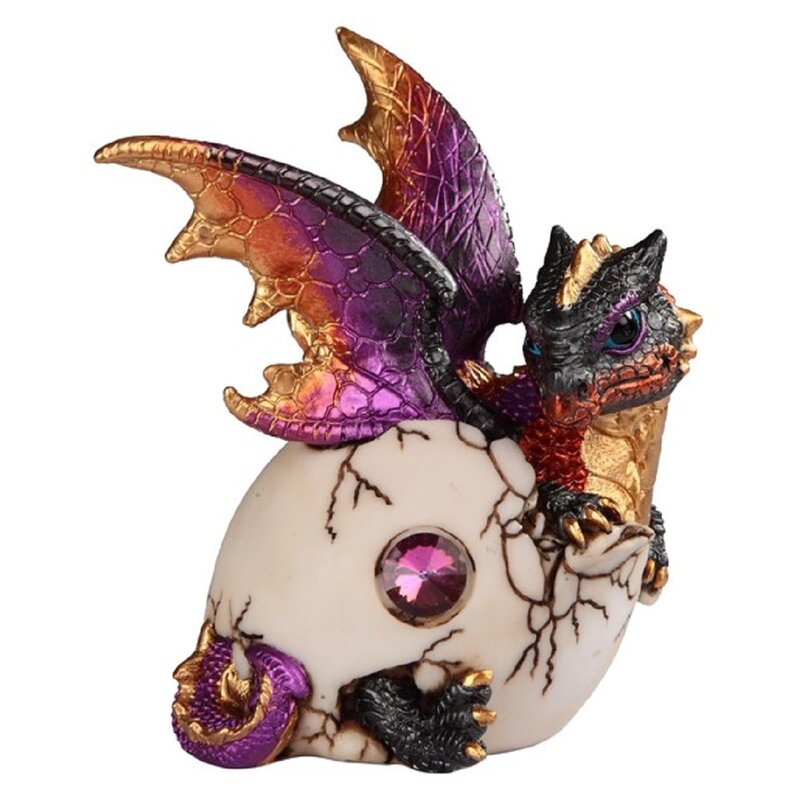 Trinx Baby Dragon Hatchling in Egg Figurine | Wayfair