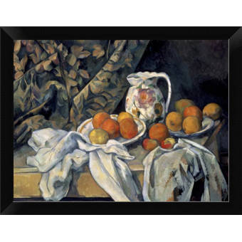 Global Gallery Curtain Carafe And Fruit By Paul Cezanne