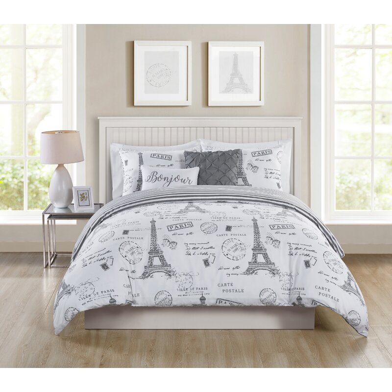 Ophelia Co Welke Paris Reversible Duvet Cover Set Reviews