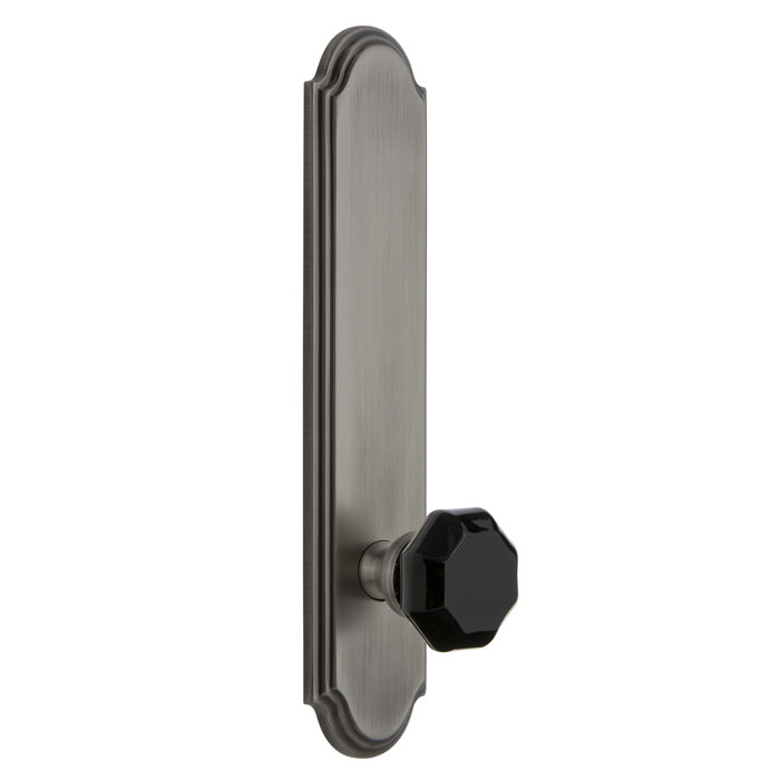 Grandeur Black Crystal Lyon Double Dummy Door Knob With Arc Plate