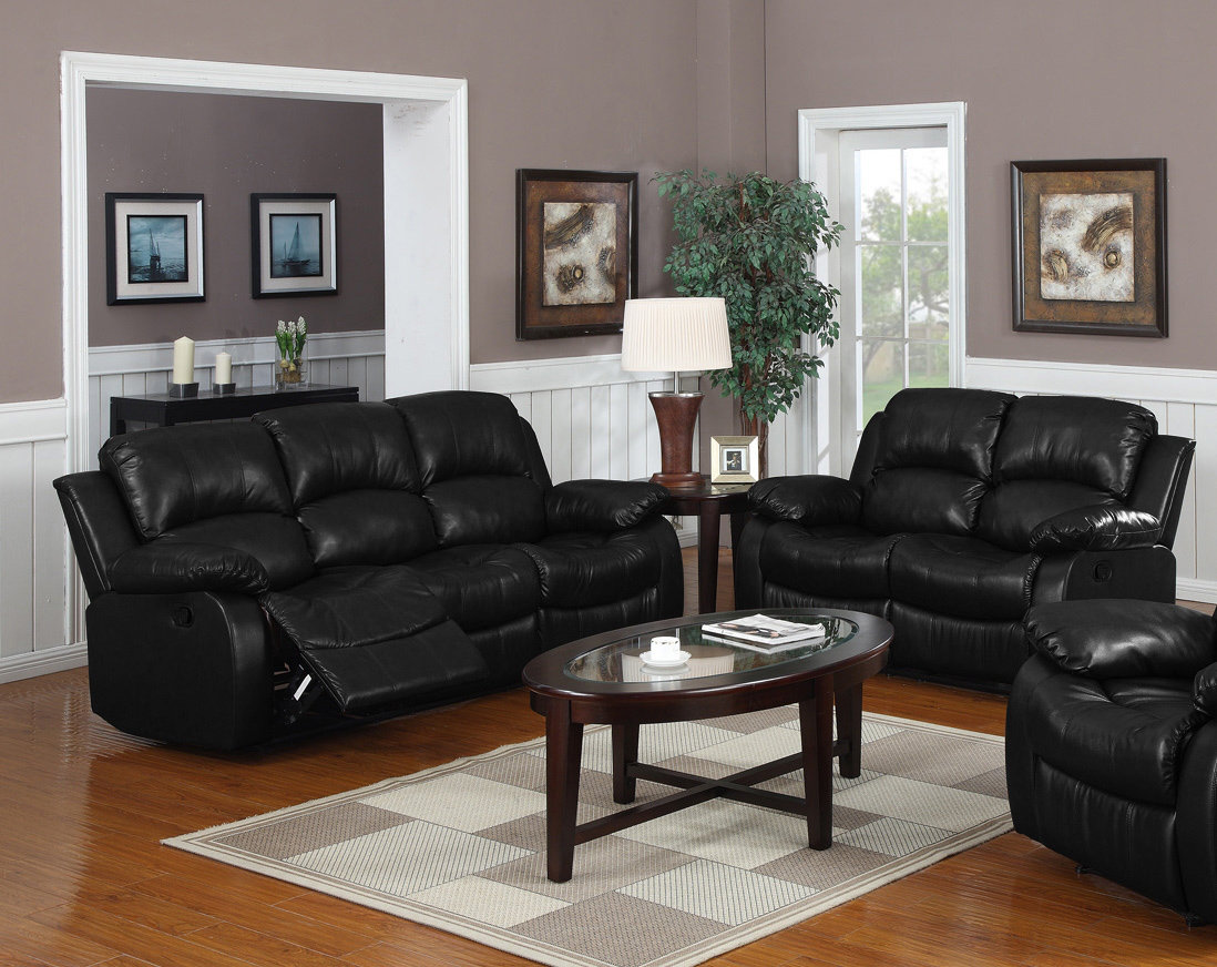 Black Leather Living Room Sets You Ll Love Wayfair Quickview