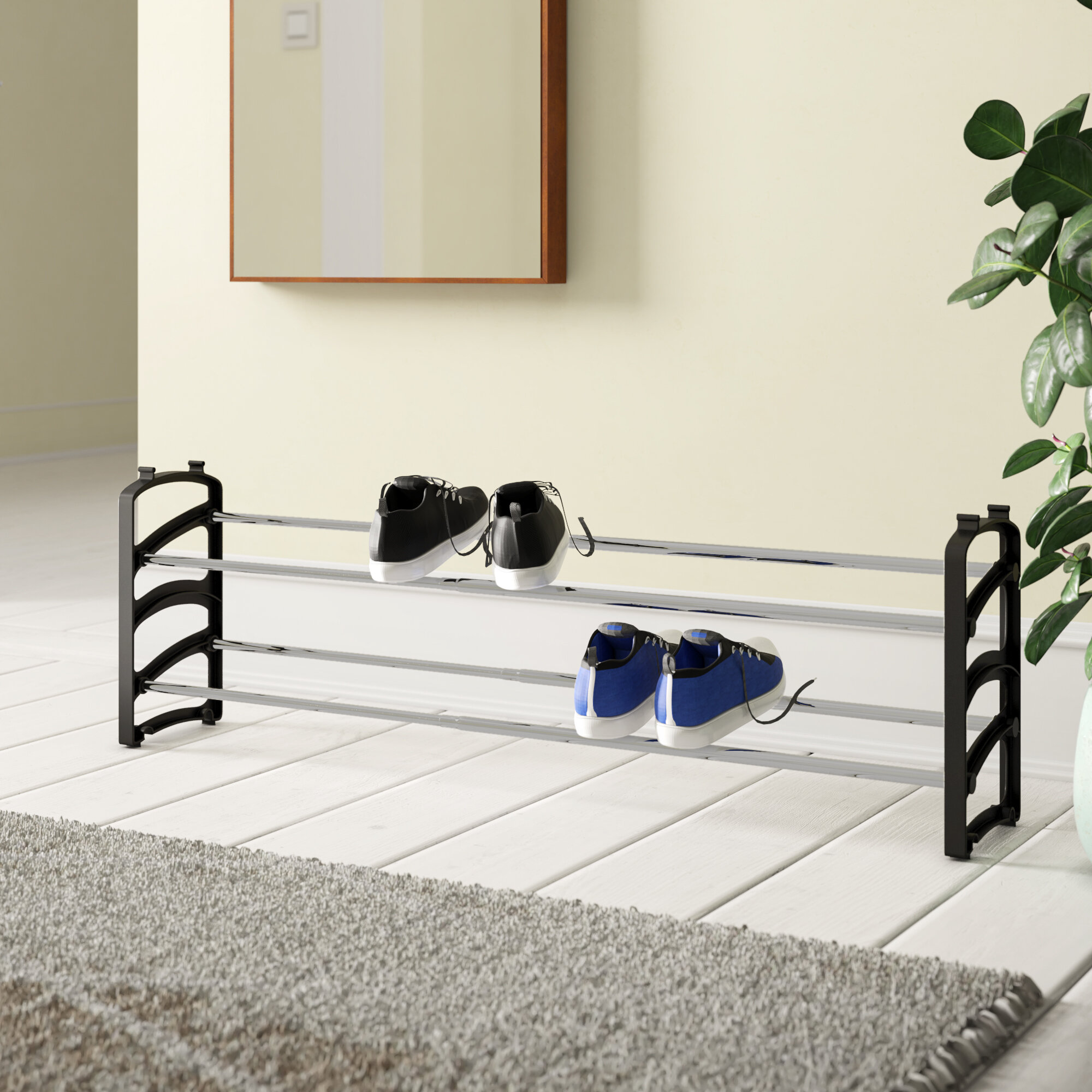 Symple Stuff Extendable 2 Tier Stackable Shoe Rack Reviews Wayfair Co Uk