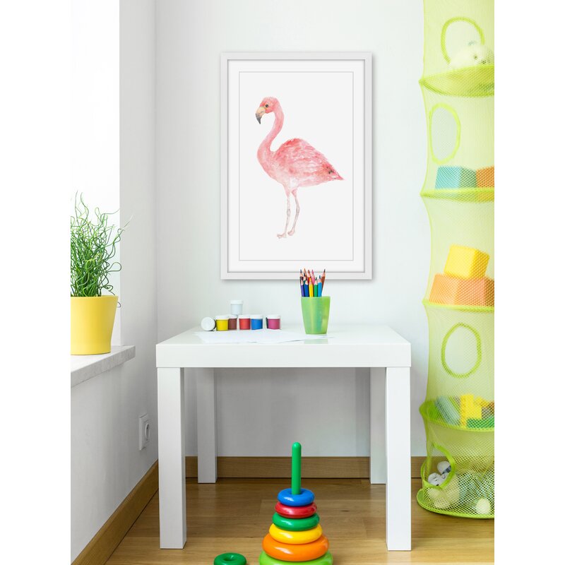 Pale Pink Flamingo By Thimble Sparrow Framed Painting Print