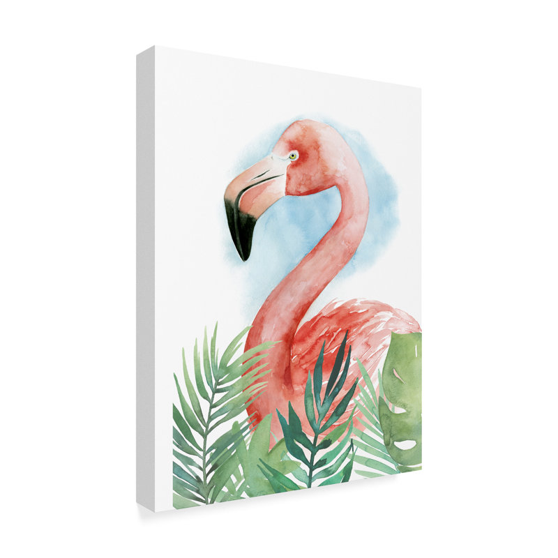 East Urban Home Watercolor Flamingo Composition Ii Watercolor
