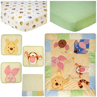 Disney Winnie The Pooh Peeking Pooh 7 Piece Crib Bedding Set