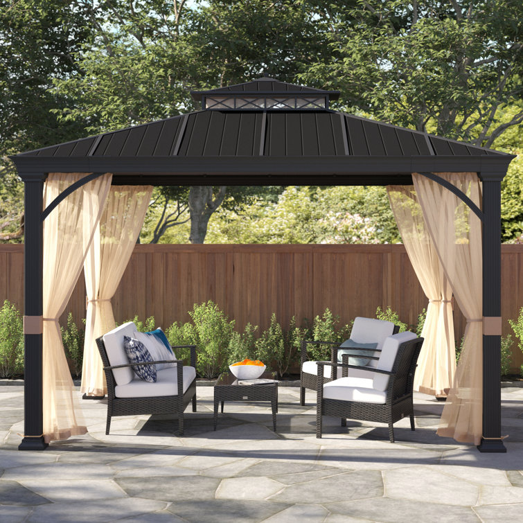 sunjoy 12 5 ft w x 10 5 ft d steel patio gazebo reviews wayfair
