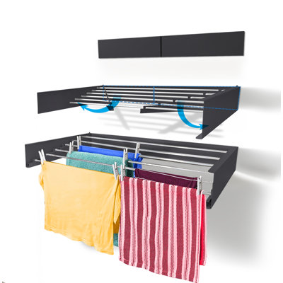 Metal Retractable Wall Mount Indoor/Outdoor Laundry Drying Rack