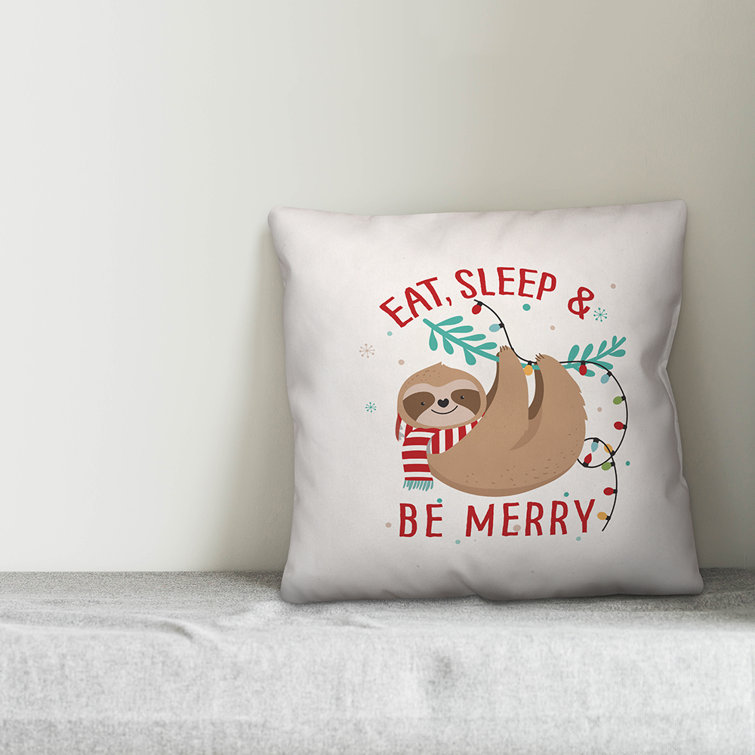 sloth christmas pillow