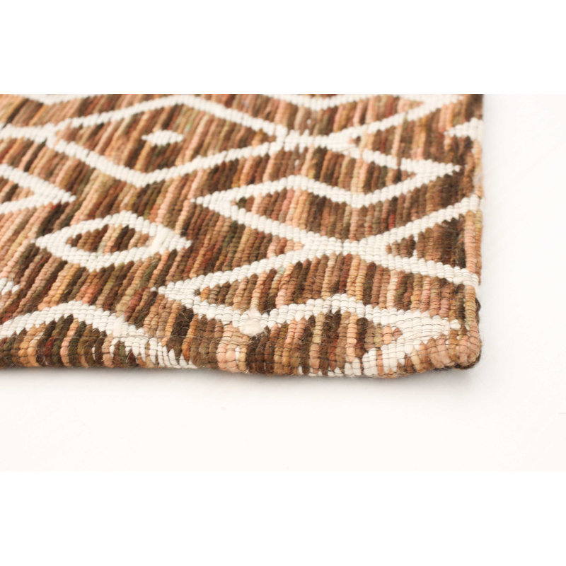 Brayden Studio Ilyes Geometric Hand Knotted Brown Area Rug Wayfair