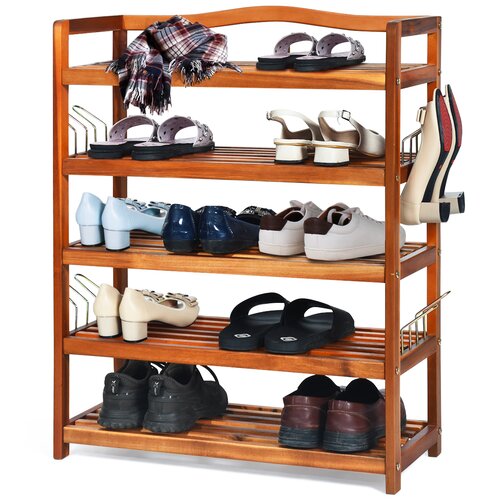 5 Tier Wood Freestanding Heavy Duty 18 Pair Shoe Rack Reviews Allmodern