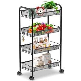 Kitchen Office Bathroom 3-Tier Mesh Wire Rolling Utility Cart Multifunction Metal Organization with Lockable Wheels for Home Bedroom by Pipishell 