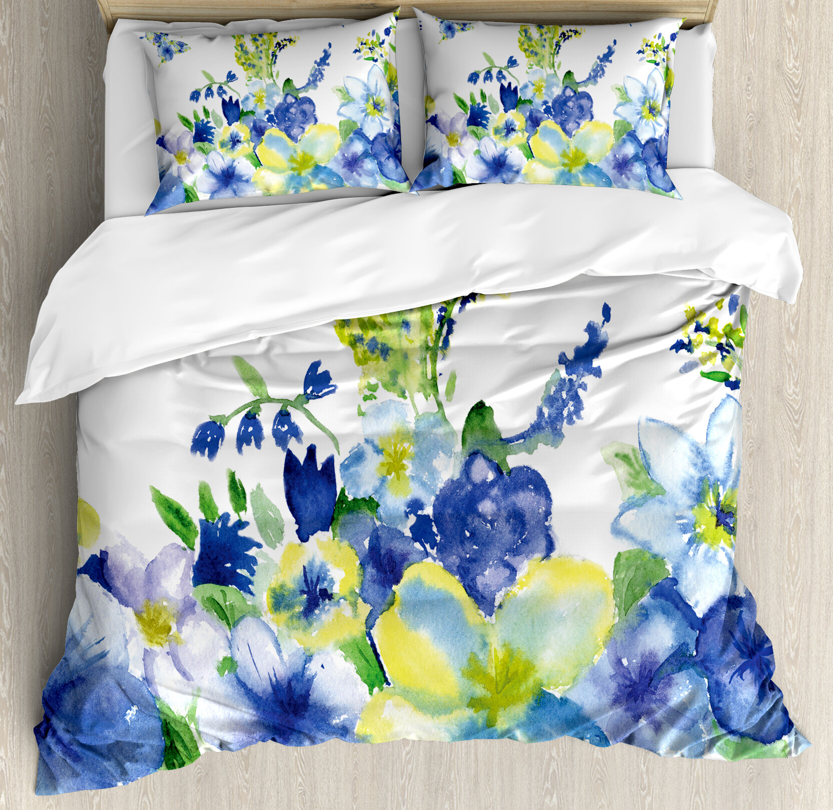 Duvet Cover Set With Pillowcases Watercolour Bloom Reversible