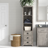 Farmhouse Rustic Linen Tower Bathroom Cabinets Shelves Birch Lane