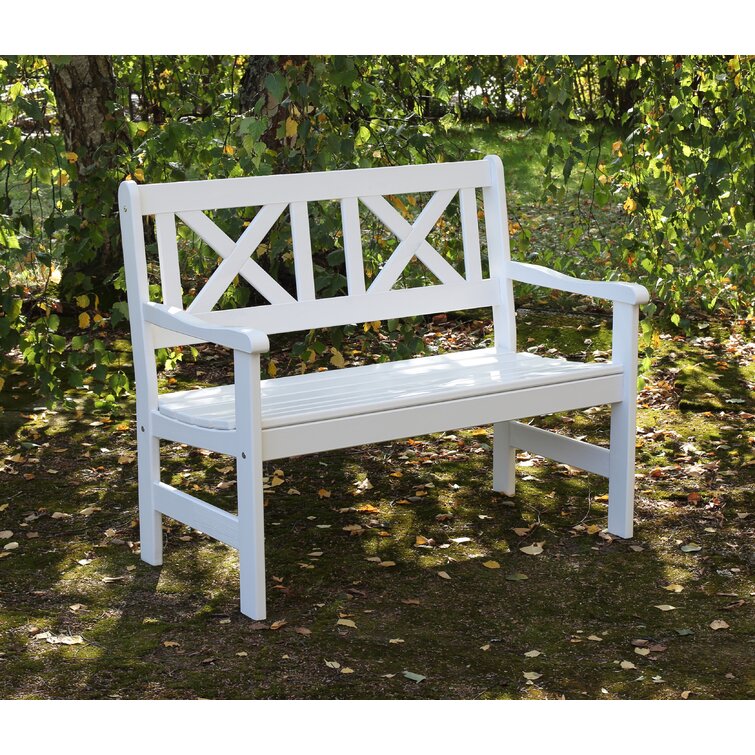 white wooden porch bench