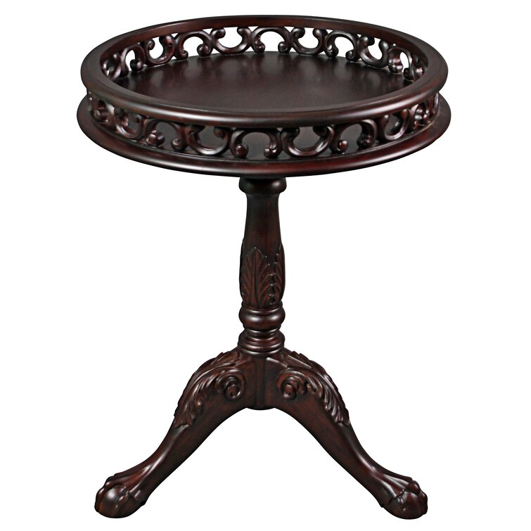 Design Toscano 30.5'' Tall Solid Wood Tray Top Pedestal End Table | Wayfair