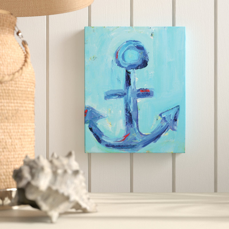 Breakwater Bay Nautical Anchor Painting Print On Wrapped Canvas