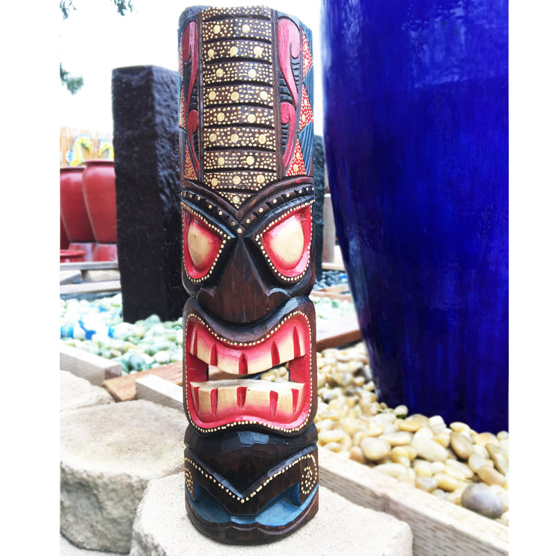 Backyard X Scapes Tiki Mask Hawaiian Dot Art Wood Wall Decor