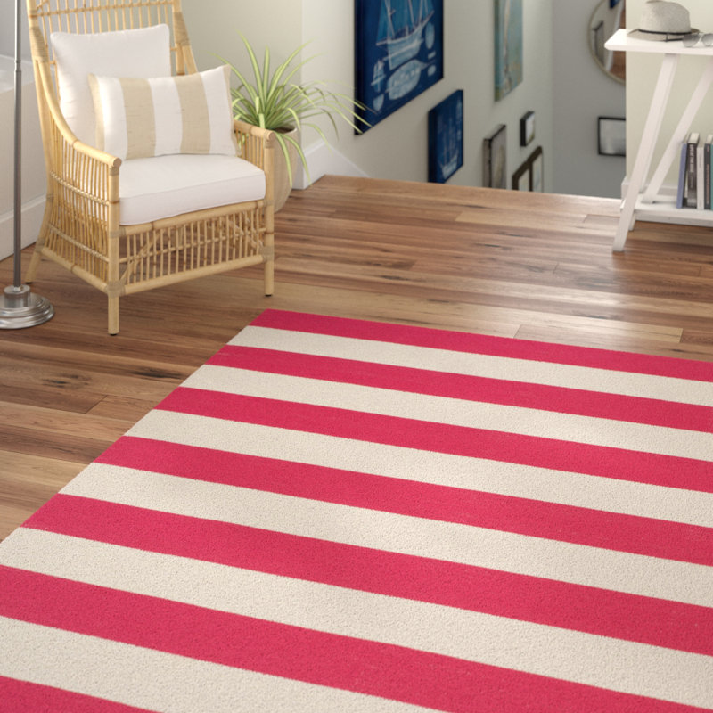 Beachcrest Home Brookvale Hand Woven Cotton Red White Area Rug Brookvale Hand Woven Cotton Red White Area Rug