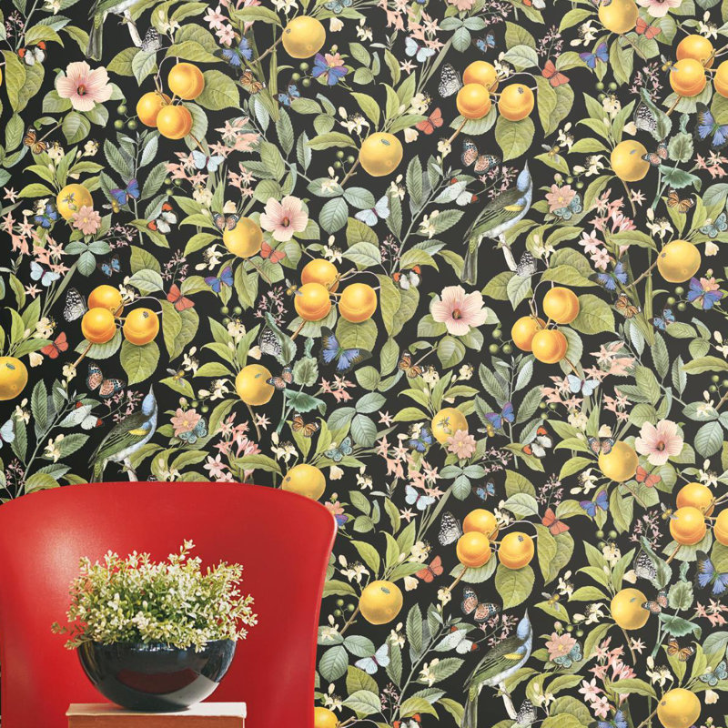 August Grove Uniontown Citrus 16 5 L X 20 5 W Peel And Stick Wallpaper Roll Reviews Wayfair