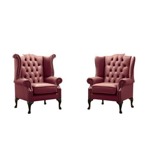 Belfield 2 Piece Wingback Chair Set Astoria Grand Upholstery Colour: Burgundy