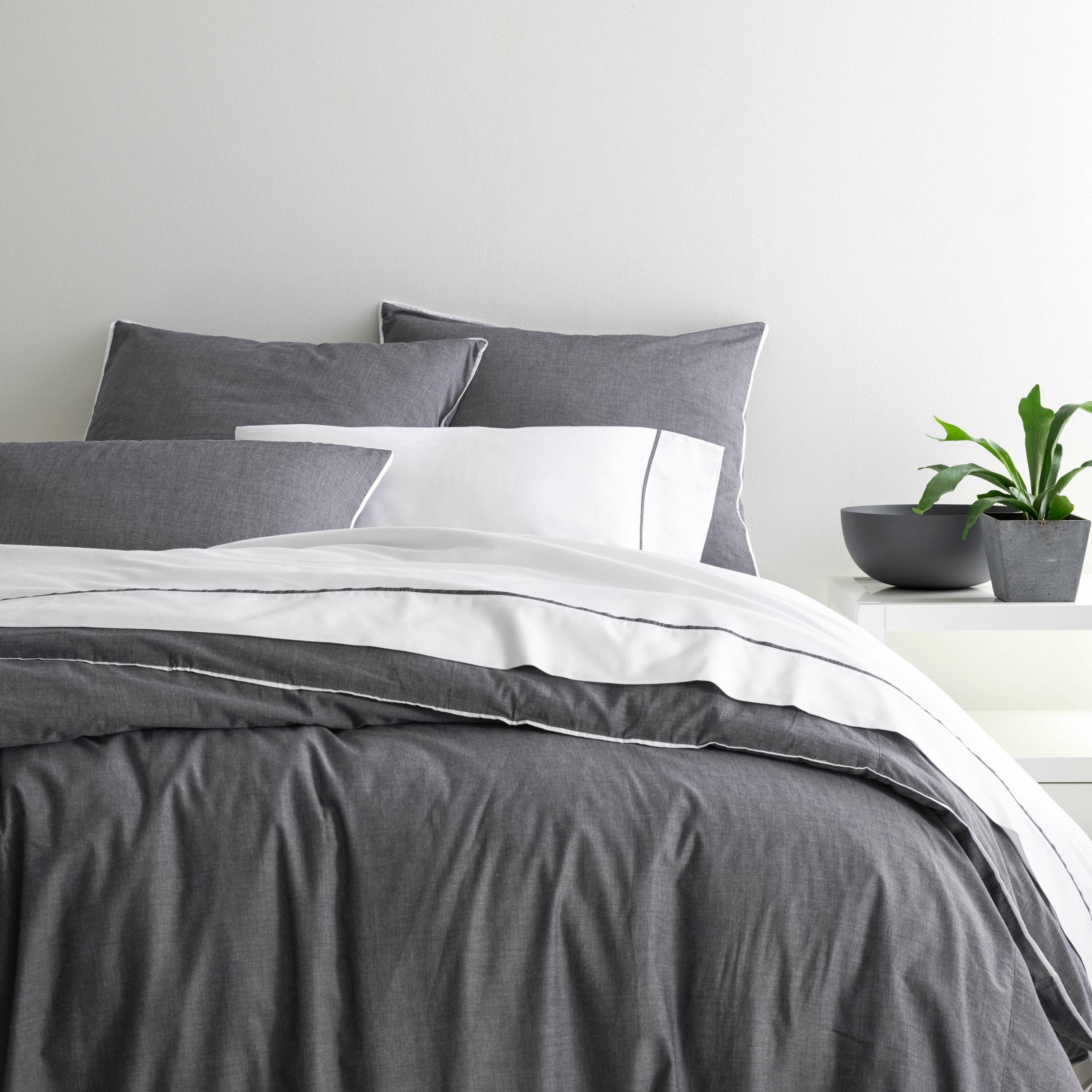 grey chambray duvet cover