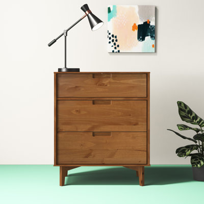 Yarber Groove 3 Drawer Solid Wood Chest