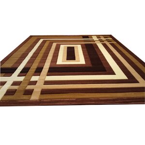 Hand-Carved Brown Area Rug