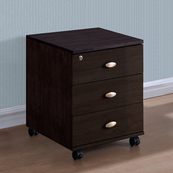 Office Products Office 3 Drawer Lockable Beech Desk Pedestal Unit