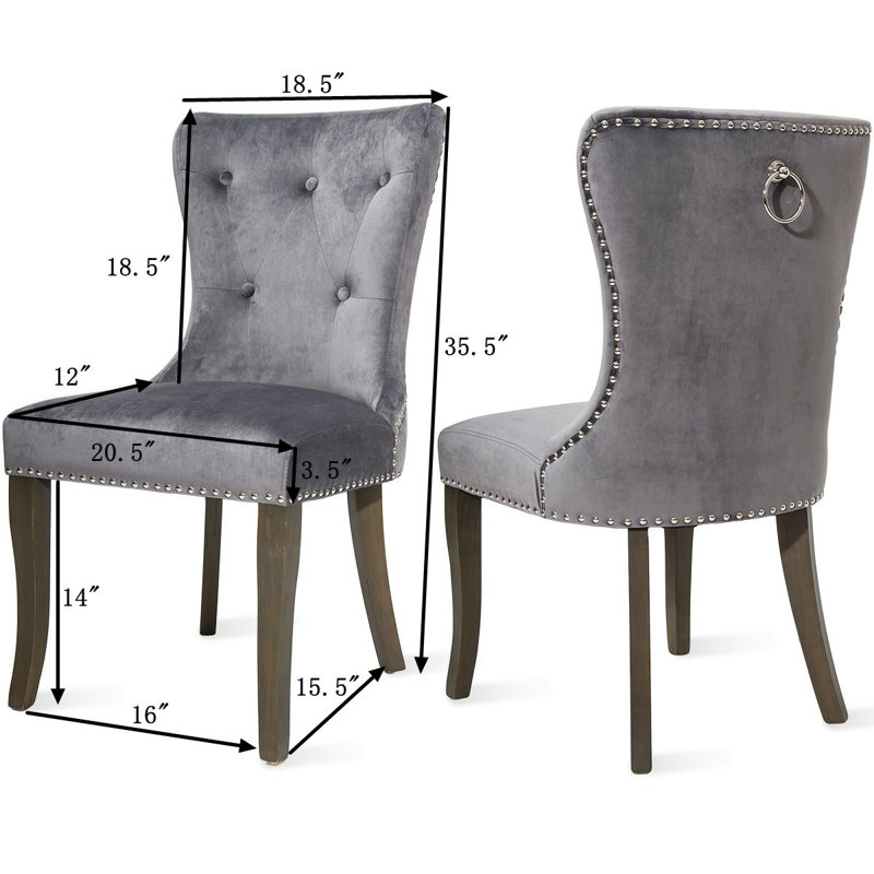 Wateday Dining Chair Tufted Armless Chair Upholstered Accent Chair Set Of 6 Grey