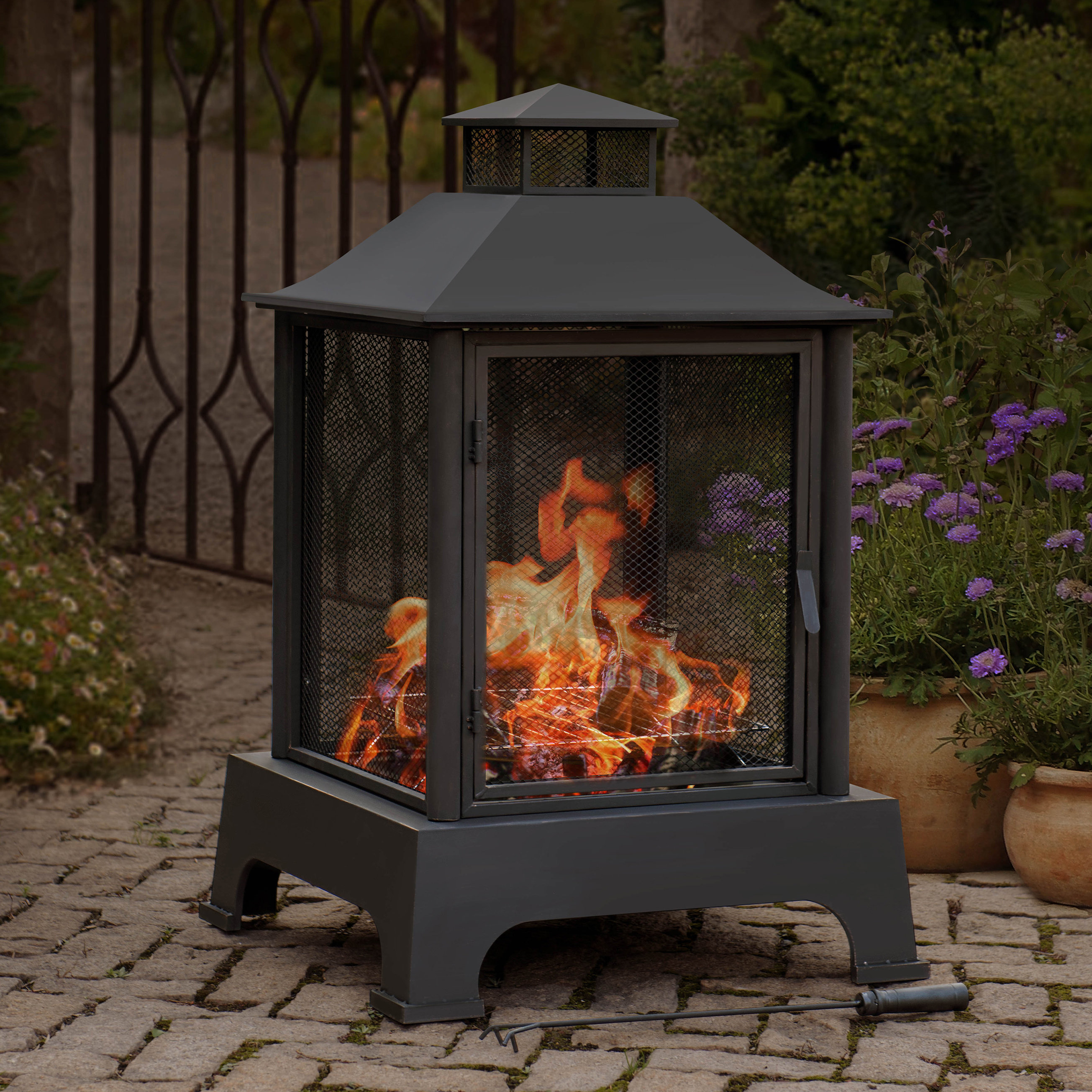 Sunjoy Pineville Steel Wood Burning Pagoda Wayfair Ca