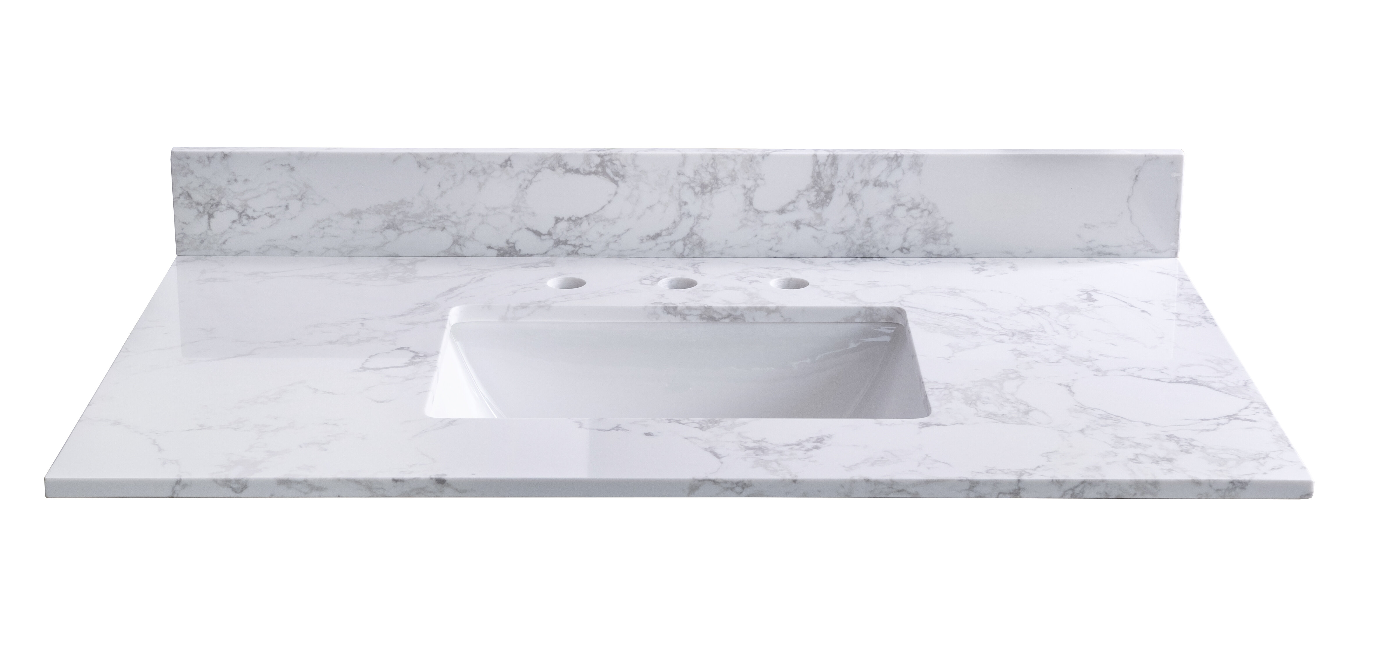 Wetiny 37 Single Bathroom Vanity Top In Carrara White With Sink