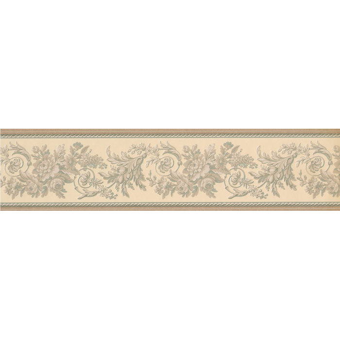 Roll 15 X 7 Live Love Laugh Ivory Damask Vines Wallpaper Border