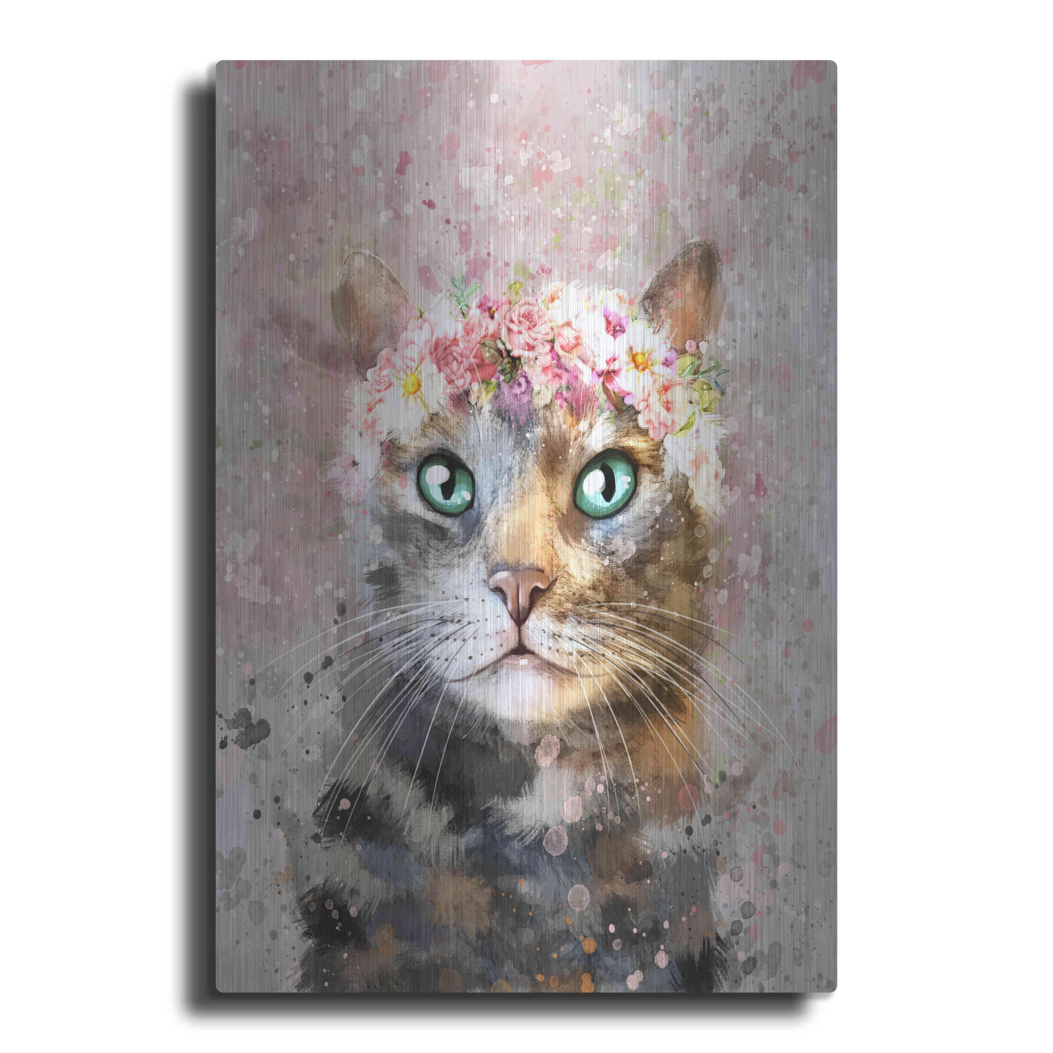 Red Barrel Studio® Luxe Metal Art 'Flower Crown Tabby Cat 3' By Furba ...