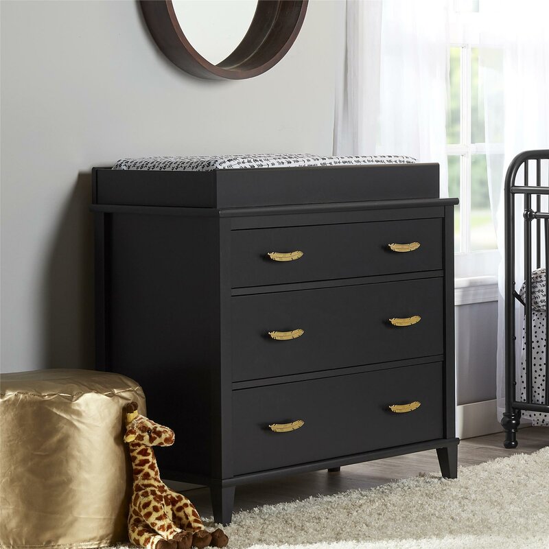 black changing table with drawers