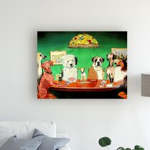 Dogs Playing Poker At Table Wall Picture Art Print #5 