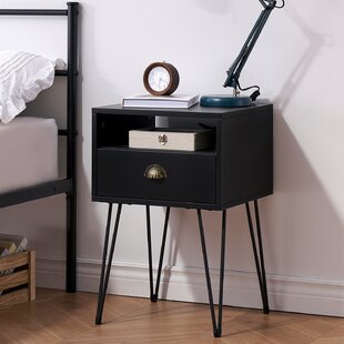 metal black nightstand