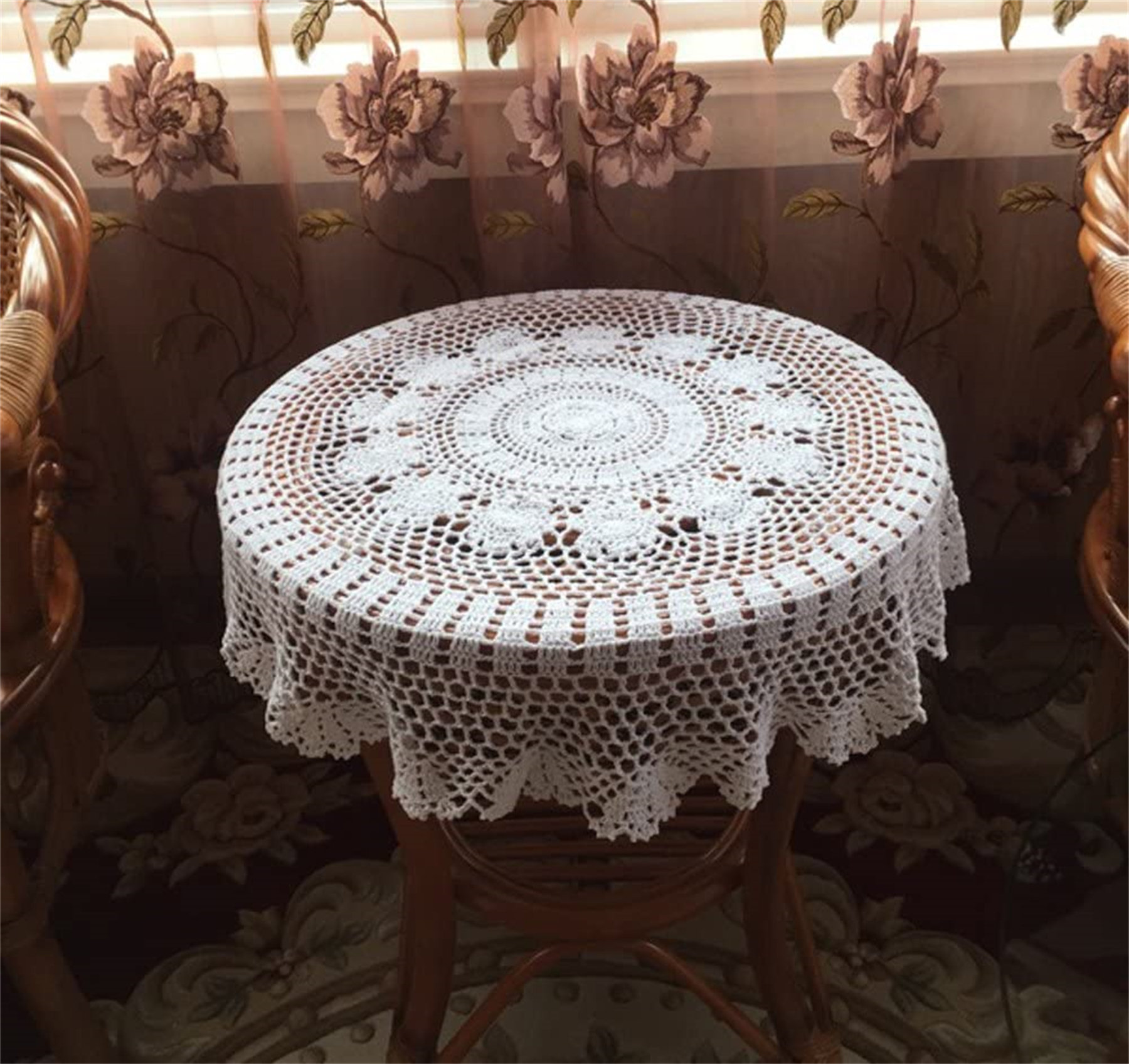 Vintage Cotton Hand Crochet Lace Table Runner Dresser Scarf Mats Doilies 19"x31" 