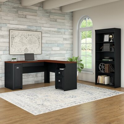 Beachcrest Home Oakridge L Shaped Executive Desk With Bookcase