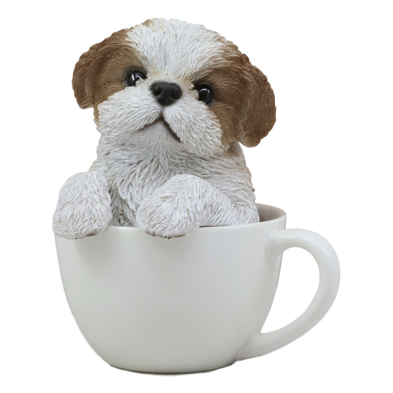 August Grove Massillon Realistic Adorable Shih Tzu Dog In Teacup