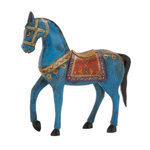 Wood Painted Horse Figurine