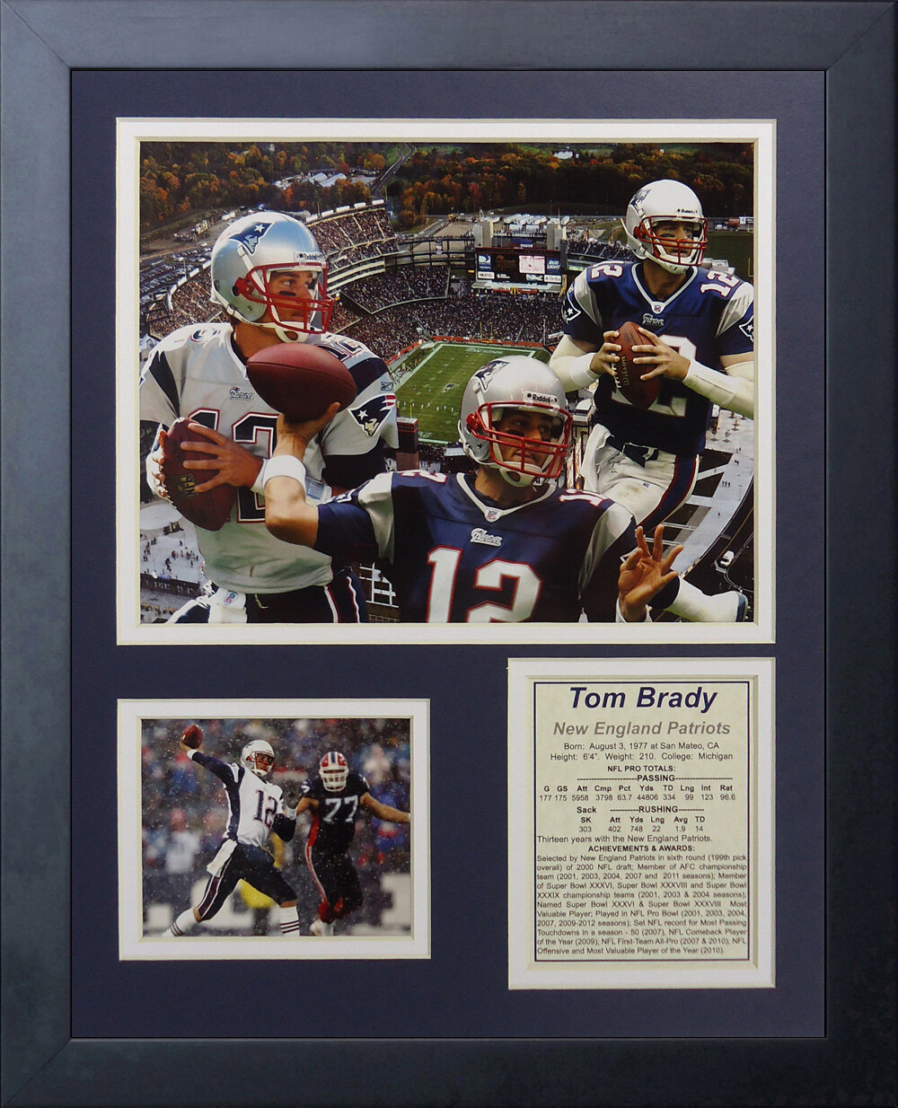 Tom Brady New England Patriots Framed Canvas Portrait Signed "Great Gift" 