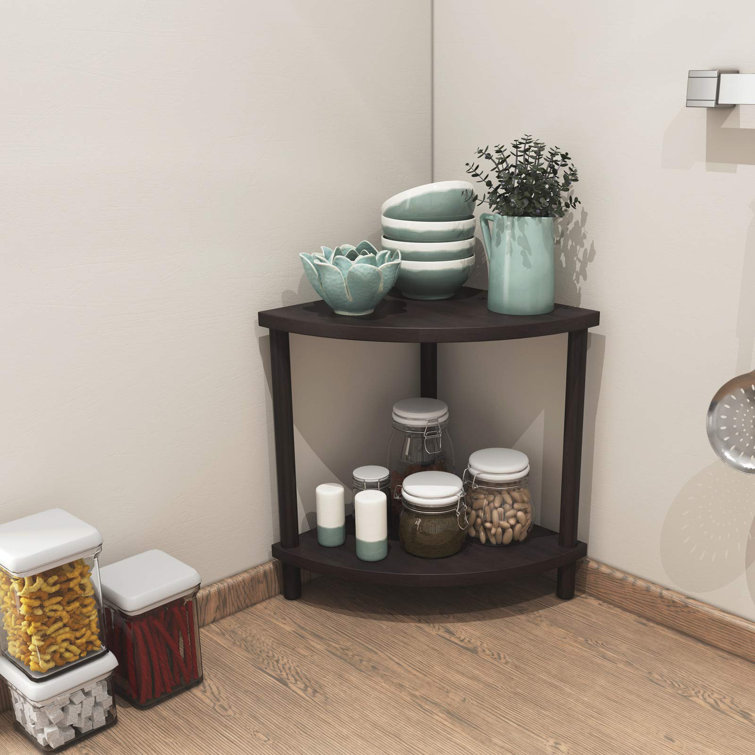 2 Tier Rustic Corner Shelf For Desktop, Solid Wood Corner Storage Organizer, Display Rack For Kitchen Counter, Cabinet, Living Room, Bedroom - 9.8''/L ...