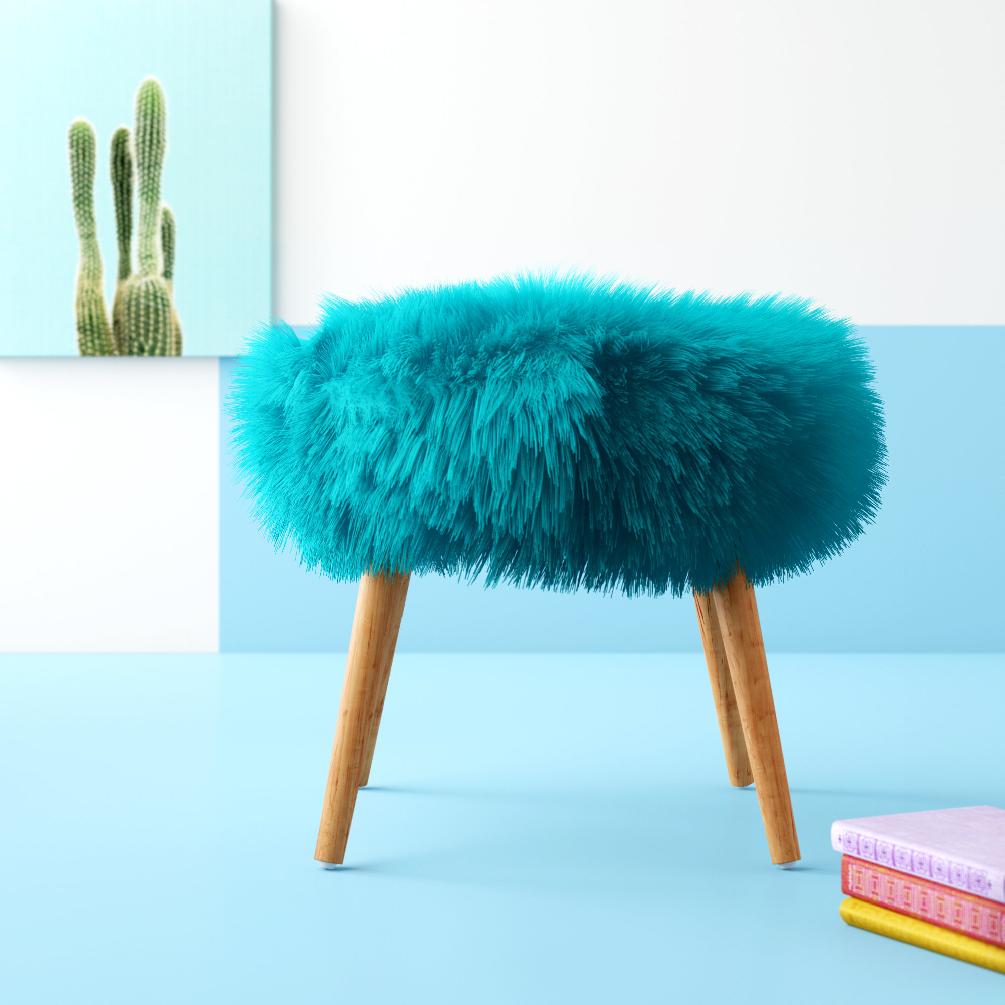 Hashtag Home Hovland Faux Fur Vanity Stool Reviews Wayfair