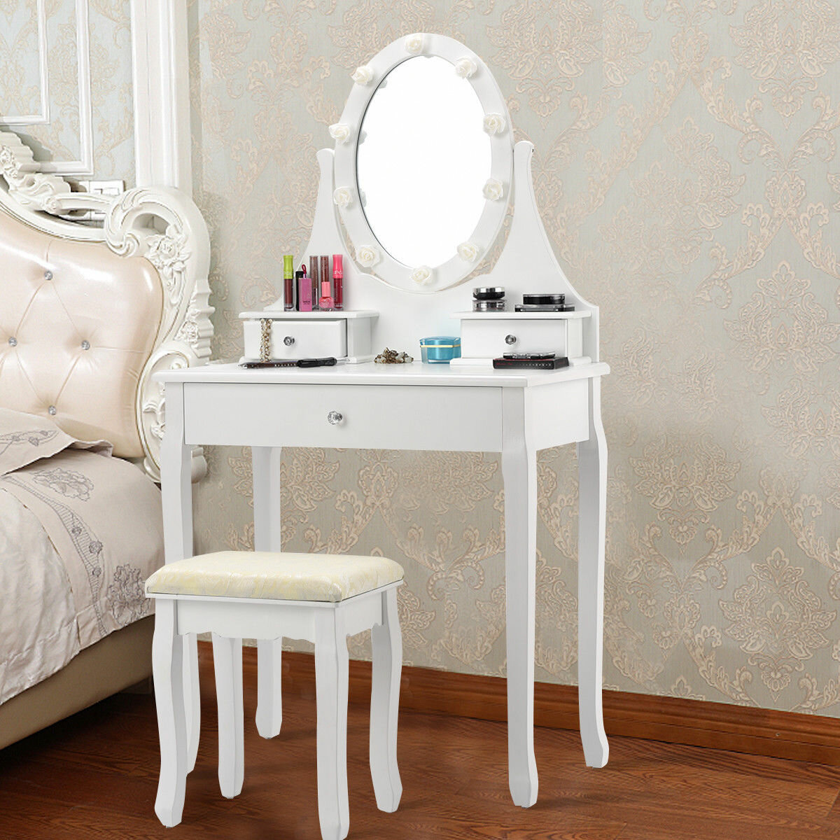 Astoria Grand Narelle 3 Drawer Makeup Vanity Set With Mirror Wayfair