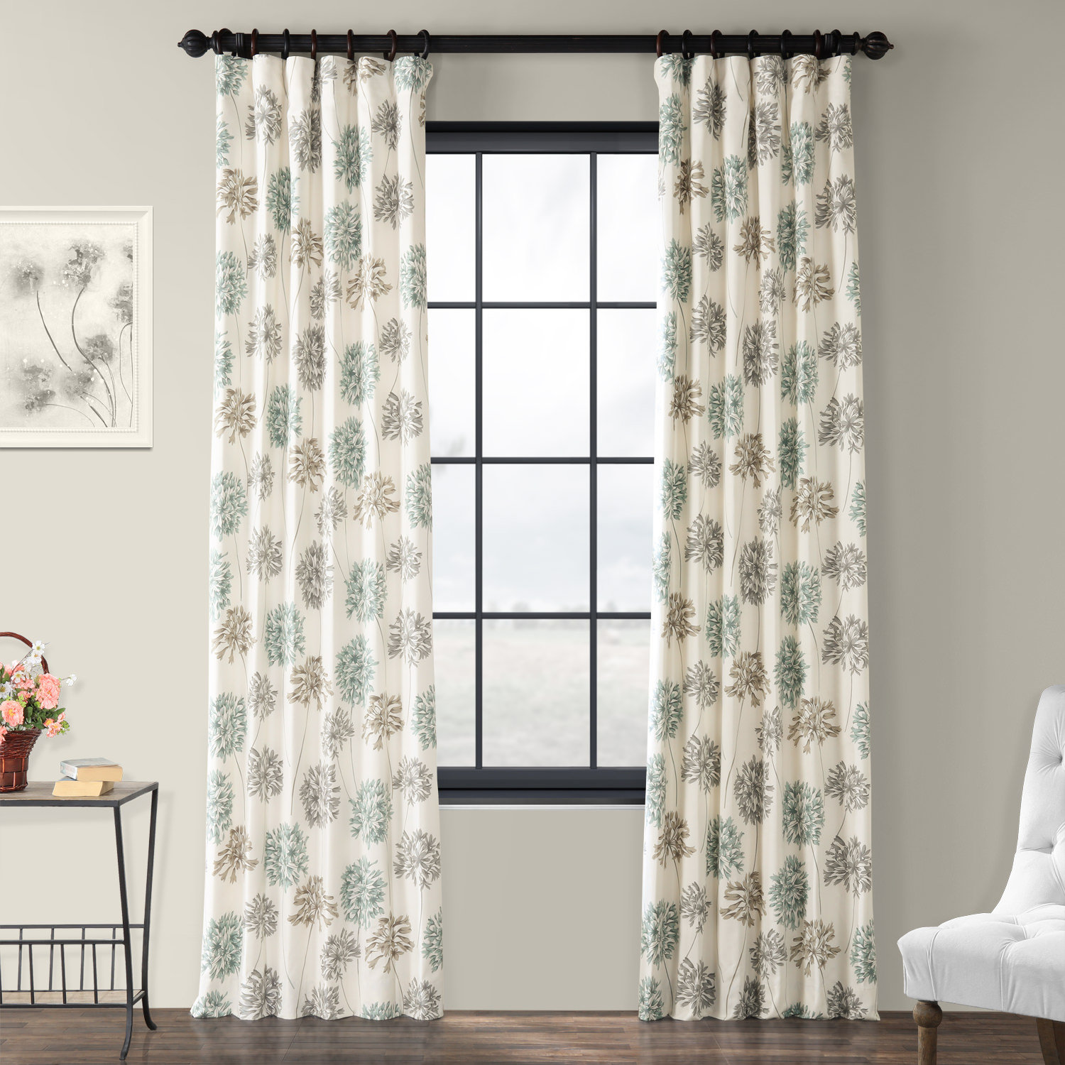 Half Price Drapes Allium Printed 100 Cotton Floral Room Darkening