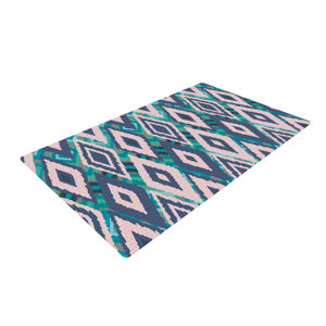 Nika Martinez Tribal Ikat Pattern Blue Area Rug