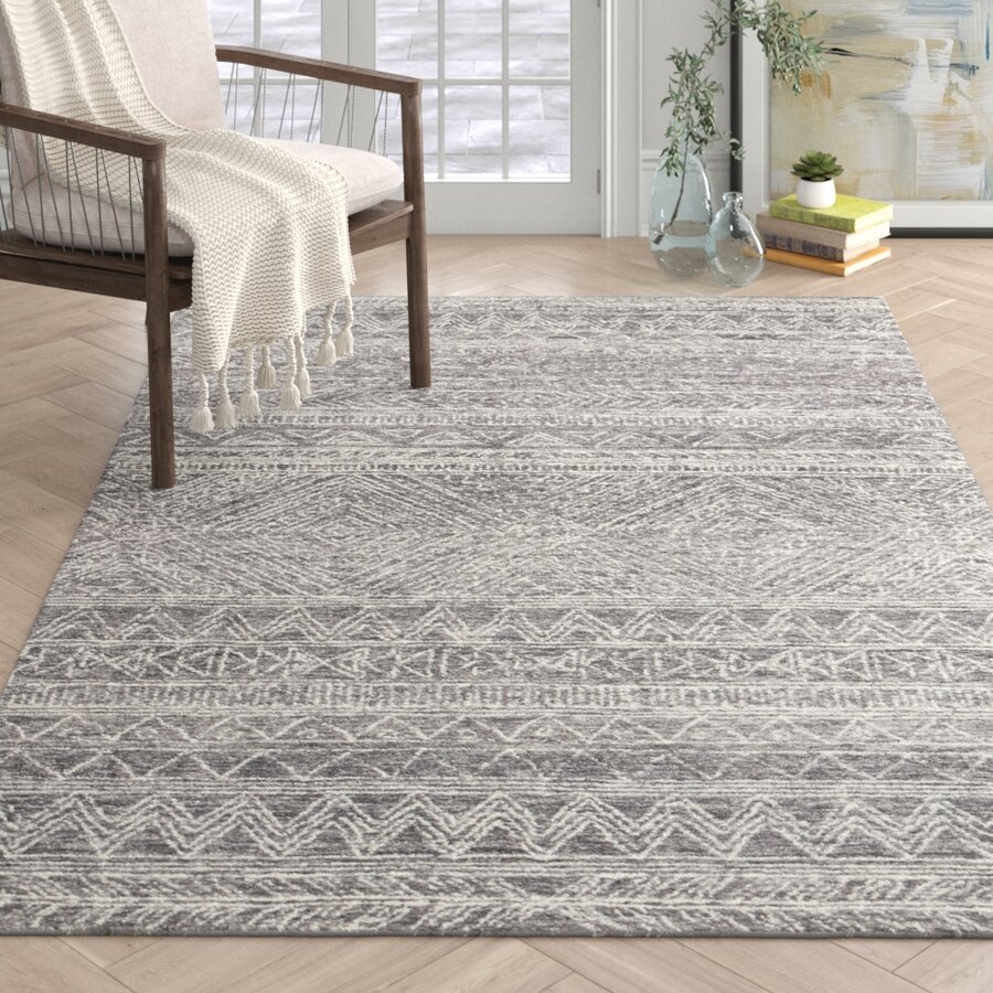 Gallager Hand-Hooked Wool Gray Area Rug