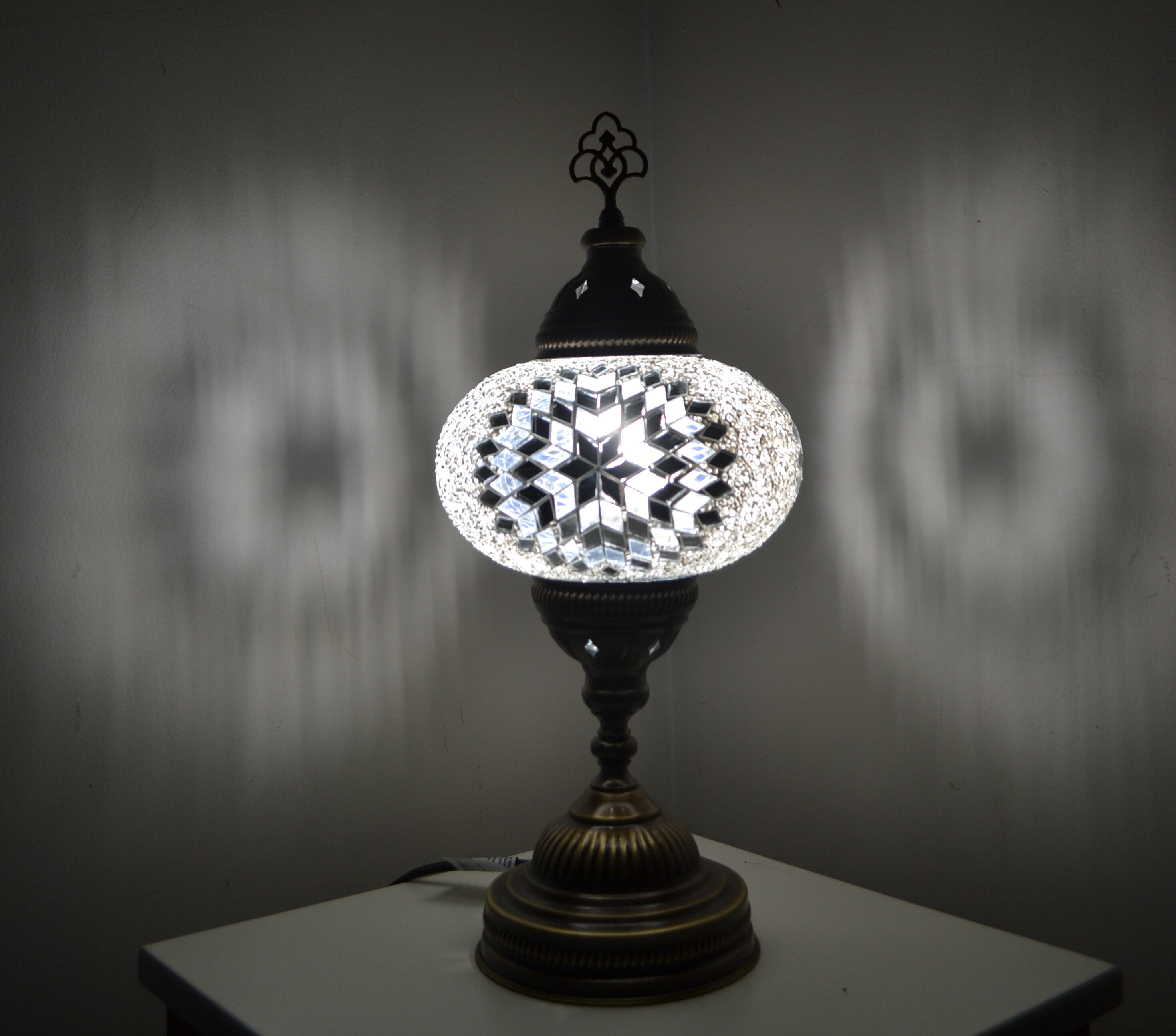 Turkish Moroccan Mosaic Table or Bedside Lamp,mosaic lamp Big Globe Star nights 